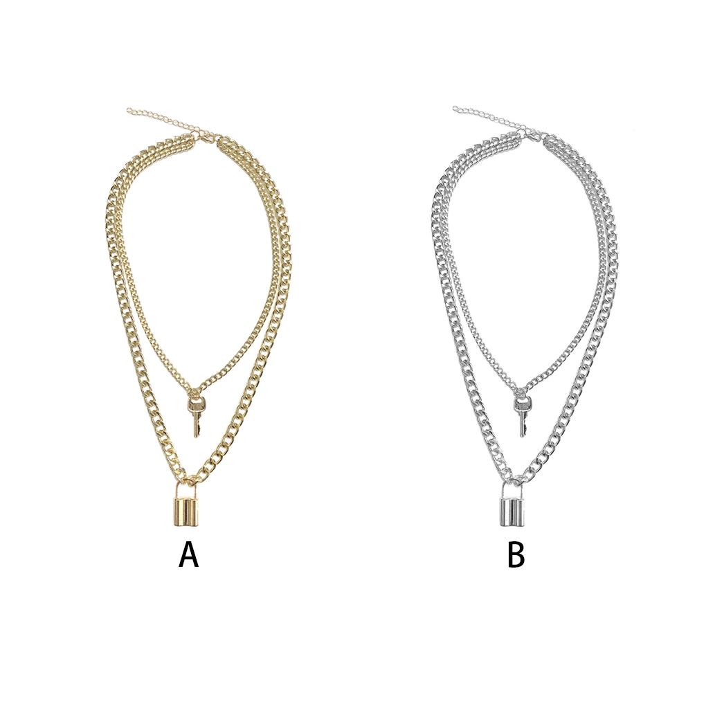 Multi Layer Necklace Vintage Key Lock Pendant Sweater Chain Charm Jewelry Gift for Women Girls