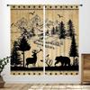 Rustic Deer Curtains,Farmhouse Cabin Lodge Country Forest Hunting Wild Animal Vintage Elk Window Treatments Drapes for Bedroom