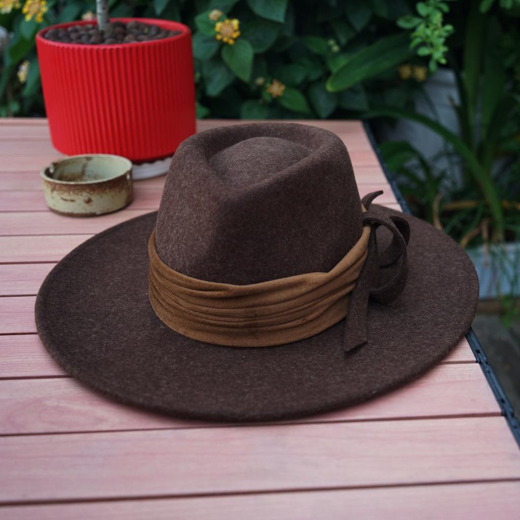 Französisches Europäisches Und Amerikanisches Design Kaffee Farbe Breiter Rand Woll Zylinder Hut Damen Herbst Und Winter Britisch Retro Vielseitig Brauner Filzhut