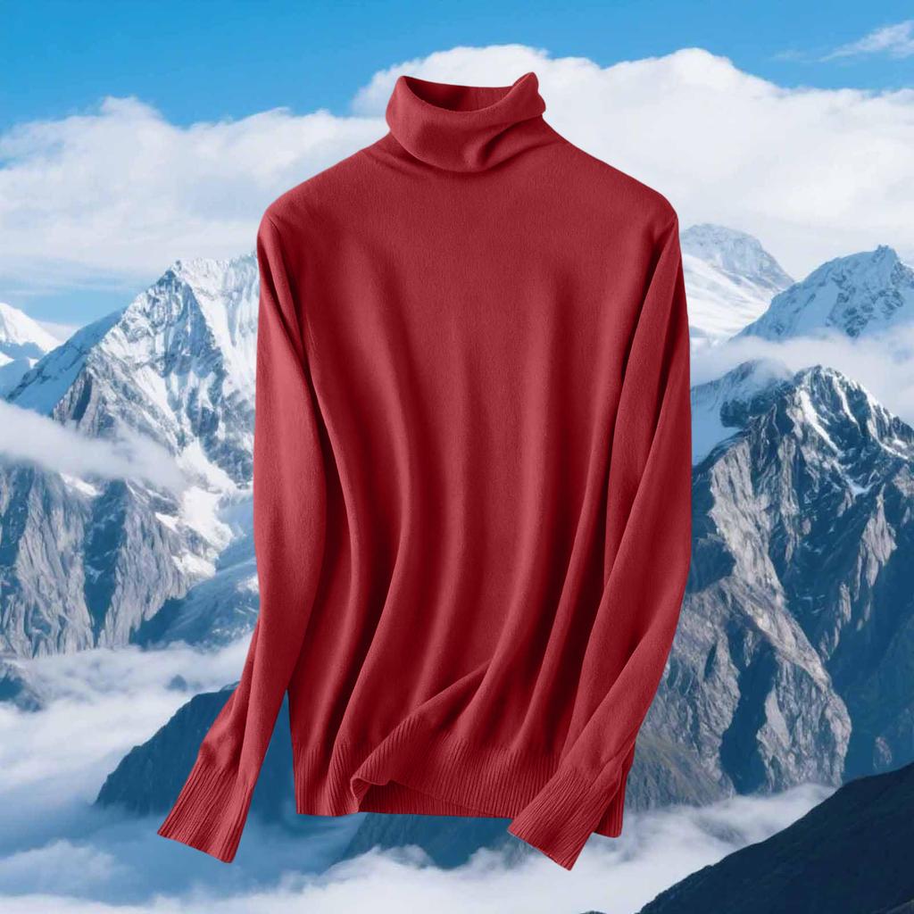 Dam Slim Fit Temperament Ull Långärmad Sömlös Polotröja