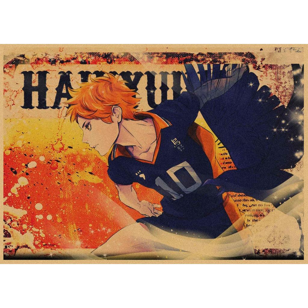 Haikyuu!! Retro Kraft Poster: Hinata Shoyo & Kageyama Tobio Decorative Wall Art