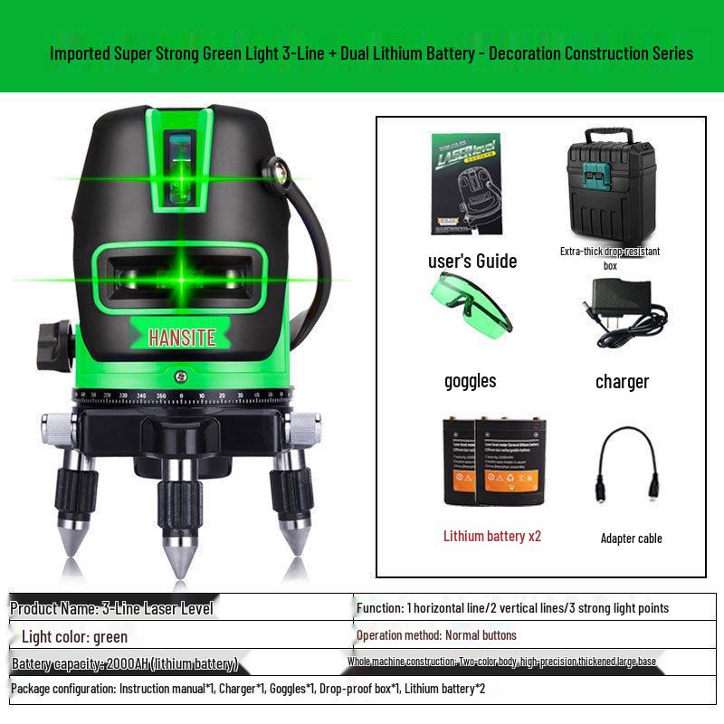 High Precision Green/Blue Infrared Outdoor Laser Level with 2, 3, or 5 Line Options - Maitai Bao.