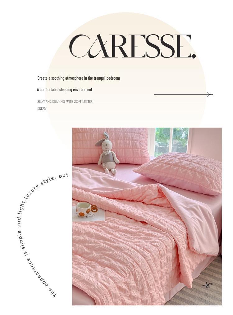 Premium Stylish Gauze Summer Quilt Set - Washable 4-Piece Air Conditioning Thin Quilt for Dorms