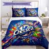 Set Lenzuola 3 Pezzi Stampato Chelsea FC Morbido Delicato sulla Pelle Lavabile Copripiumino e Federe Set Tutte le Stagioni Camera da Letto