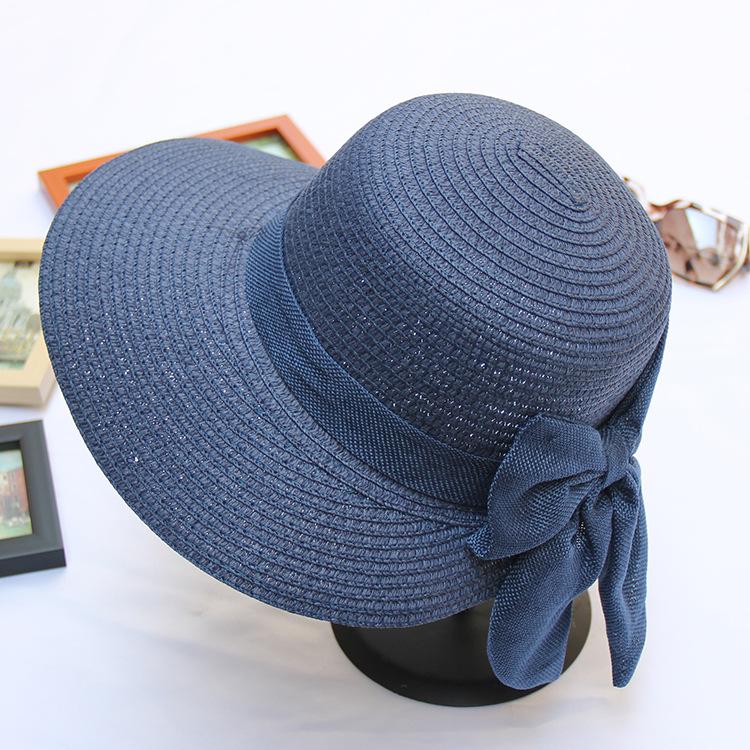 2023 Women's Sun Hat Big Bow Wide Brim Floppy Summer Hats For Women Beach Panama Straw Bucket Hat Sun Protection Visor Femme Cap