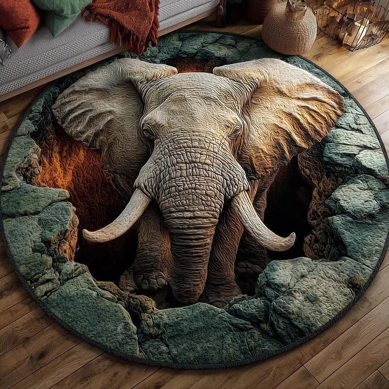 Multicolor 3D Digital Printed Quilted Round Carpet Living Room Bedroom