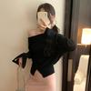 2026 Early Spring Women's Off-Shoulder Knit Sweater, Slim Fit Outerwear, Base Shirt, High-End Sweater