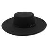 Autumn and winter new flat-top large brim woolen top hat ins wind versatile wool felt hat dame hat cm