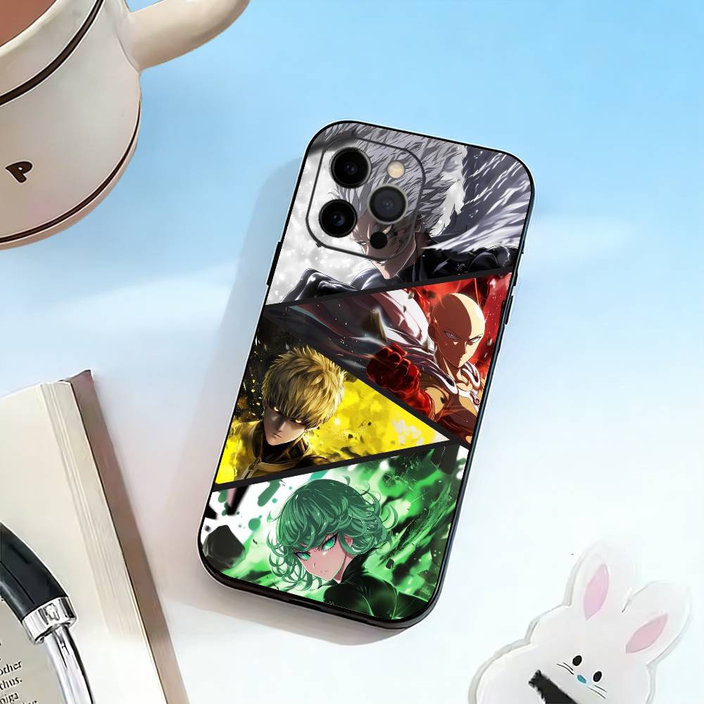 OO-One-Punch M-Man Phone Case For iPhone 17,16,15,14,13,12,11 Plus,Pro Max,XS,Soft Silicone Black Cover