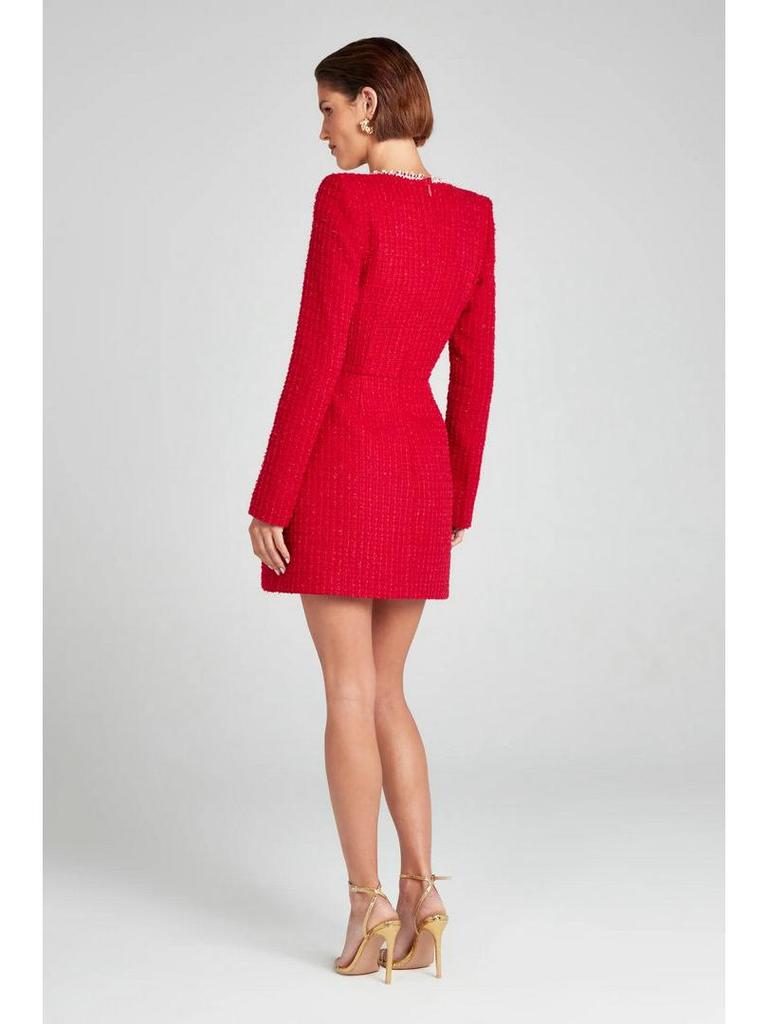 Elegant U-neck Long-sleeve Beaded Slimming Dress for Women