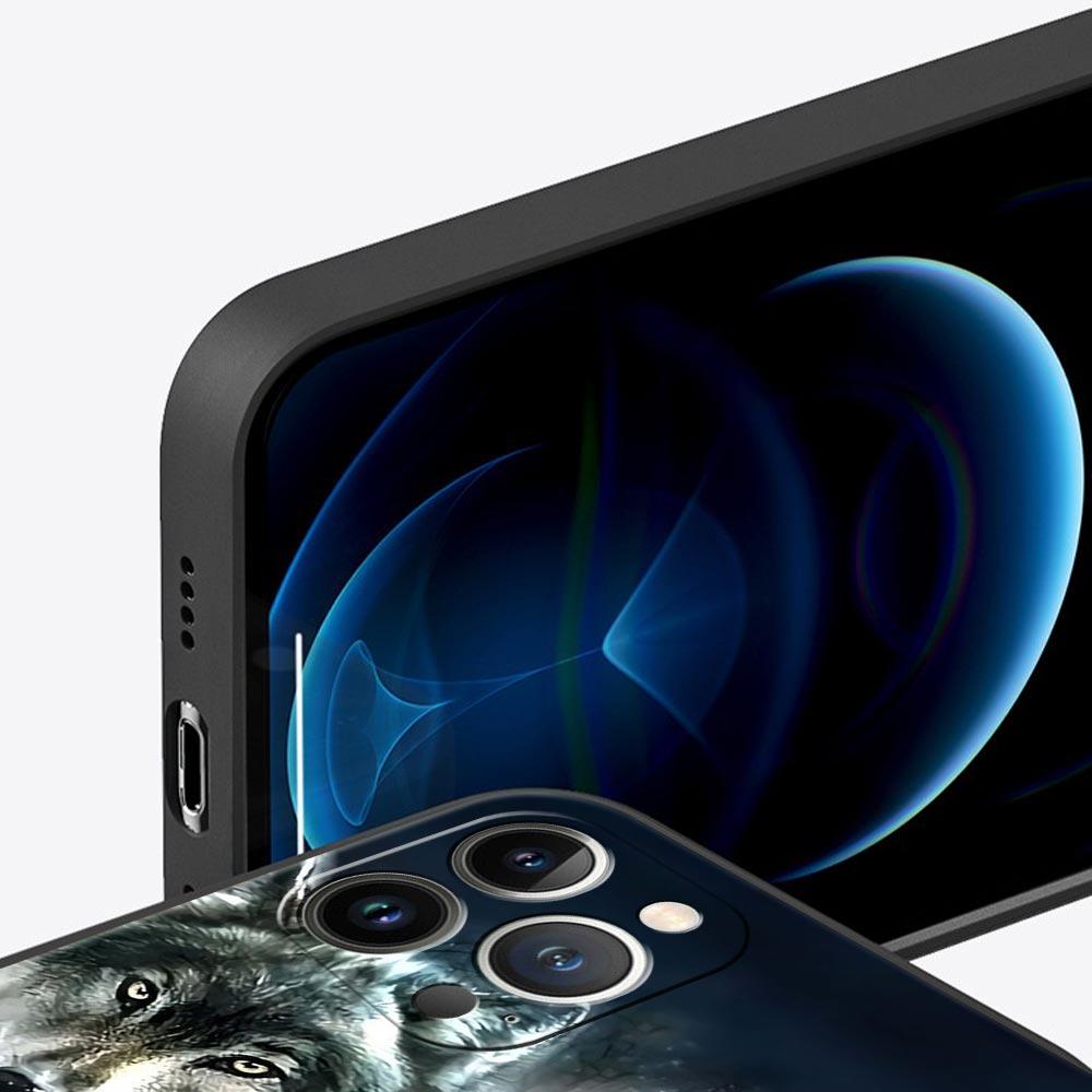 Phone Case Cover for iPhone 17 Pro Max 16 15 14 13 12 11 Pro Max Plus 17AIR Shockproof Soft TPU Shell Moon Roaring Wolf Fundas