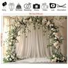 1 arc de nuntă elegant alb suspendat pentru fundal - țesătură romantică din poliester cu trandafiri crem și frunze verzi