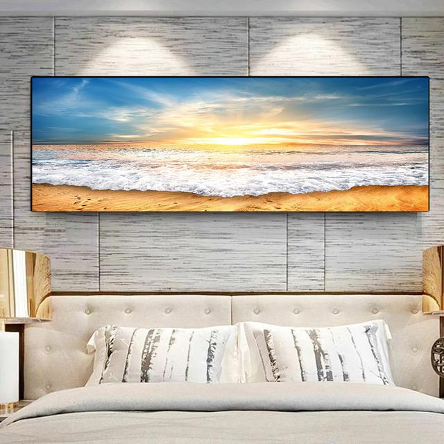 Landscape Beach Sunset Canvas Painting Nature Ocean Cloud Posters and Prints Wall Art Pictures Living Room Home Decor No Frame