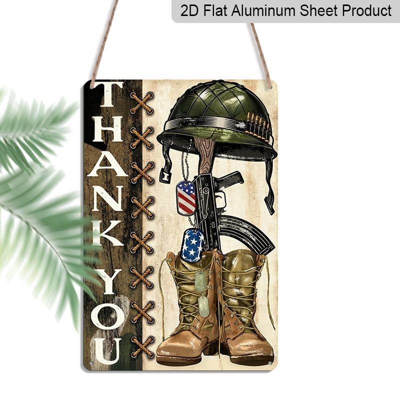 

2D Flat Memorial Day Appreciation Heroes Metal Sign, 8×12 Inch Aluminum Wall Art, Military Soldiers Boots Design, Durable Patriotic Decor for 20*30cm