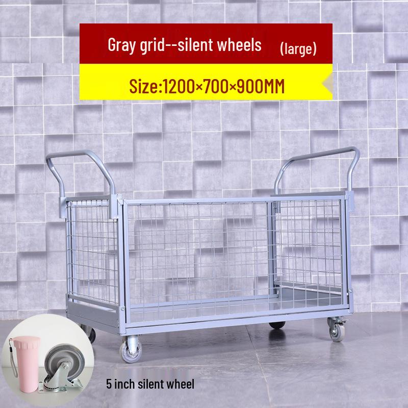 Stackable Guardrail Hand-Push Cart with Cover for Warehouse Logistics and Goods Handling