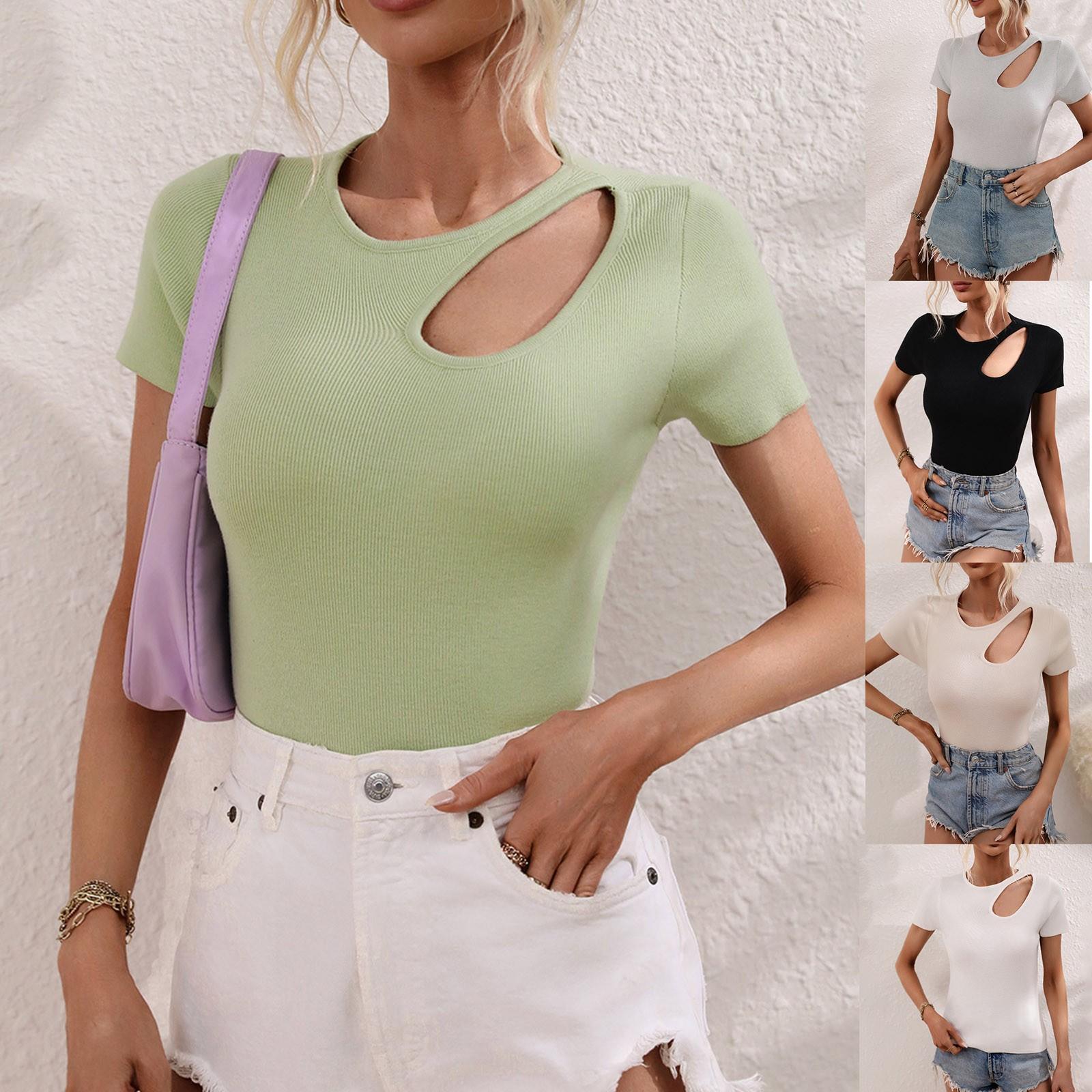 

Женская мода повседневный круглый вырез короткий вязаный однотонный пуловер свитер