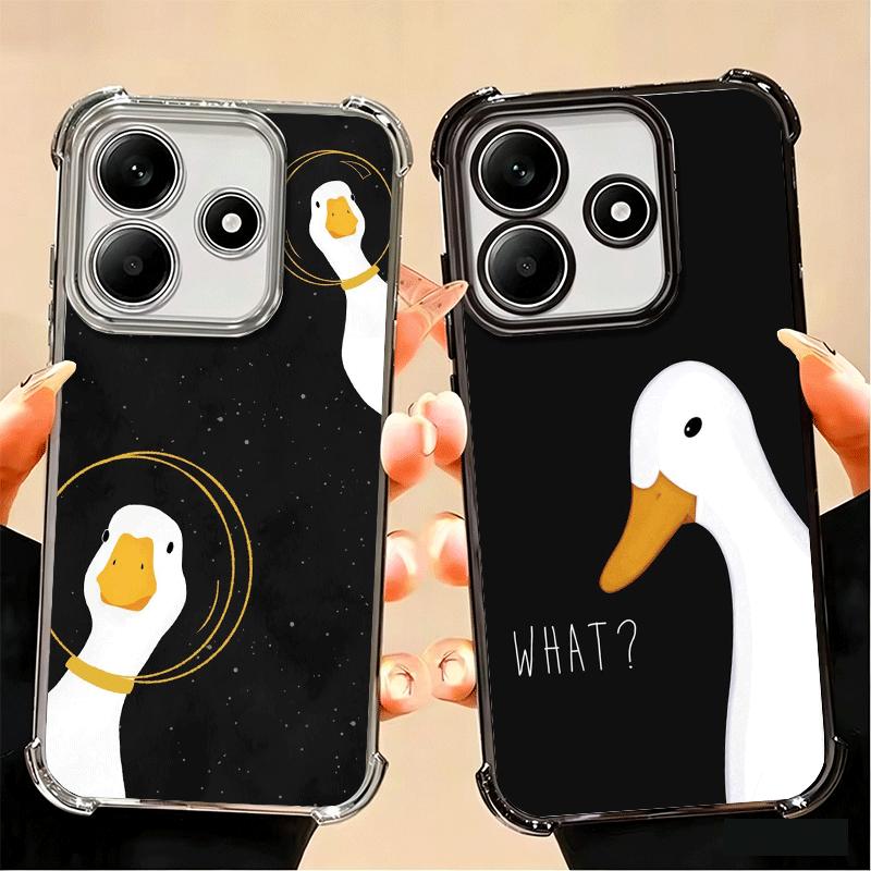 Funny Cartoon Goose Game Plating Phone Case For Xiaomi Poco X5 X6 X7 X8 Pro Max F8 Ultra F7 M8 M7 M5S Redmi 15C 15 14C 13C 13 X3