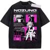 T-shirt Estiva Divertente Stile Hippie Taglie Forti Nera Con Stampa Cartone Animato di Nazuna, T-shirt Call of The Night per Donne e Uomini