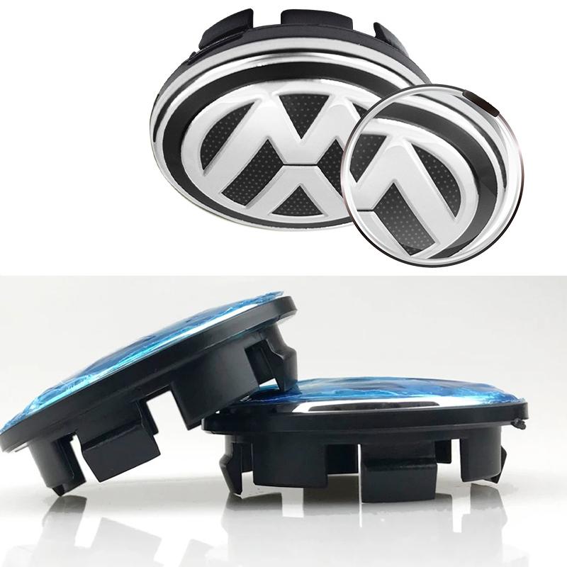 For VOLKSWAGEN VW 4pcs 55mm 65mm Car Wheel Center Caps Hubcap Cover Accessoreies For Volkswagen VW R Line GTI Golf 5 7 Caddy Pas