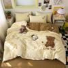 Cartoon Soft Cotton Washable Single Bed 3-Piece Set: Fitted Sheet, Flat Sheet, Skin-Friendly