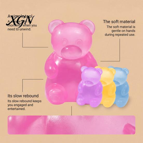 Relaxation Soft Toy Bear Shape Stress Relief Toy, Elastic Sensory Fidget High Density School Bag Durable TPR Ball, Portable Pinch for Kids