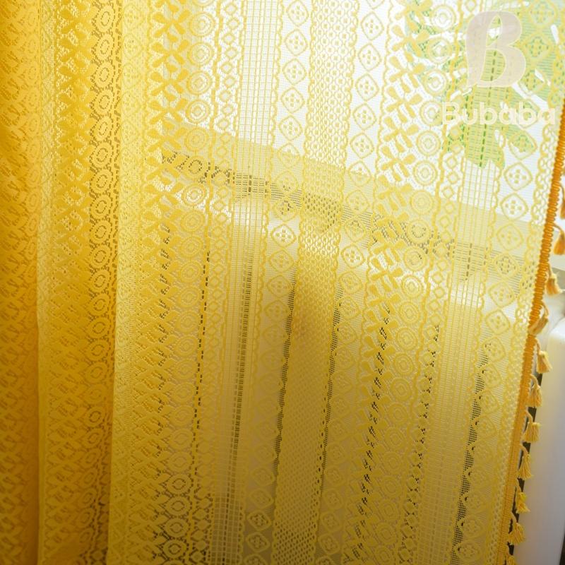 [Perforated Rod - Yellow Hollowed-out Copper Coin   Yellow Tassel] Curtain   Window Decoration   Home Decoration   Room Decoration