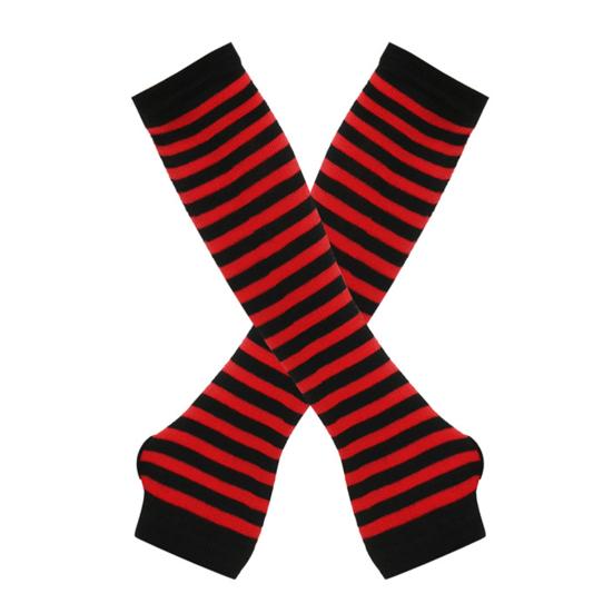 Long Striped Arm Warmers for Women Winter Long Fingerless Gloves Casual Knit Elbow Gloves with Thumb Hole