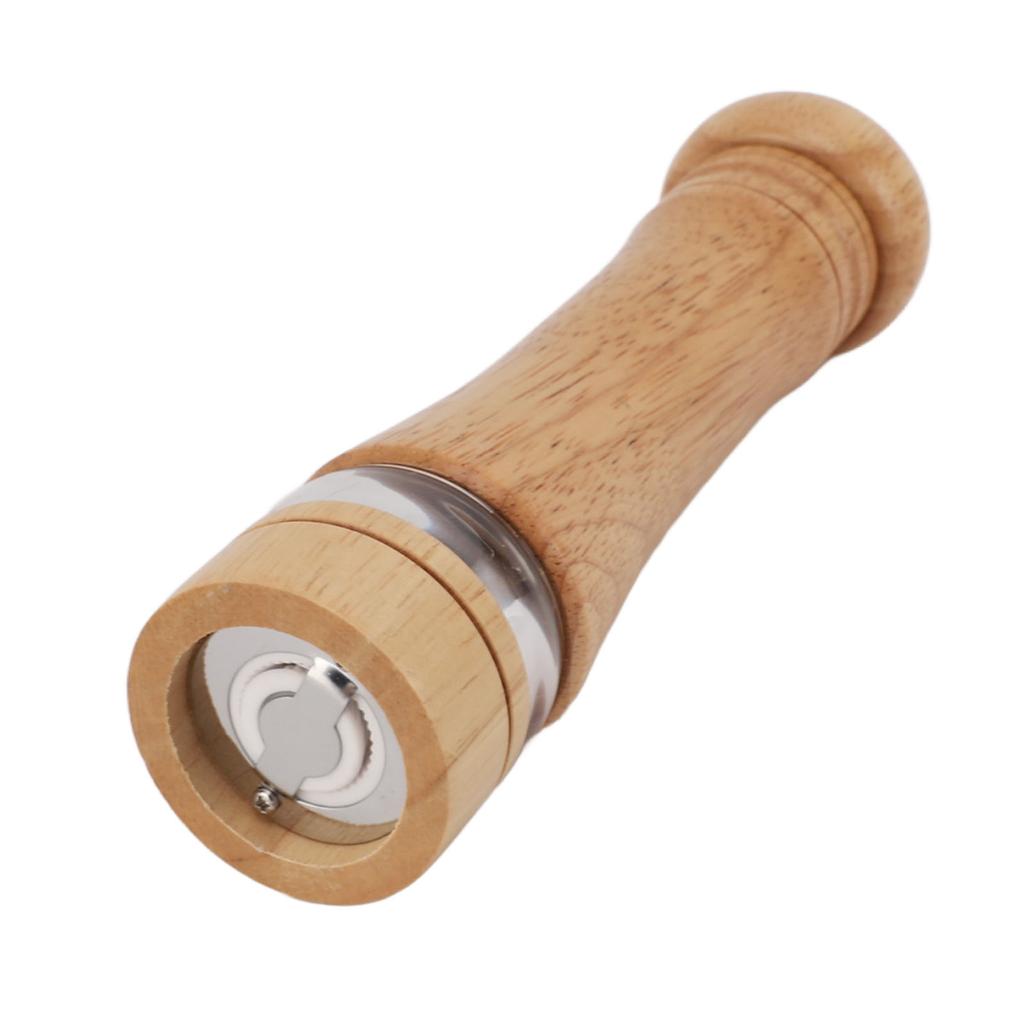 Wood Pepper Grinder with Clear Window Adjustable Coarseness Effortless Manual Operation Pepper Mill for Kitchen Light