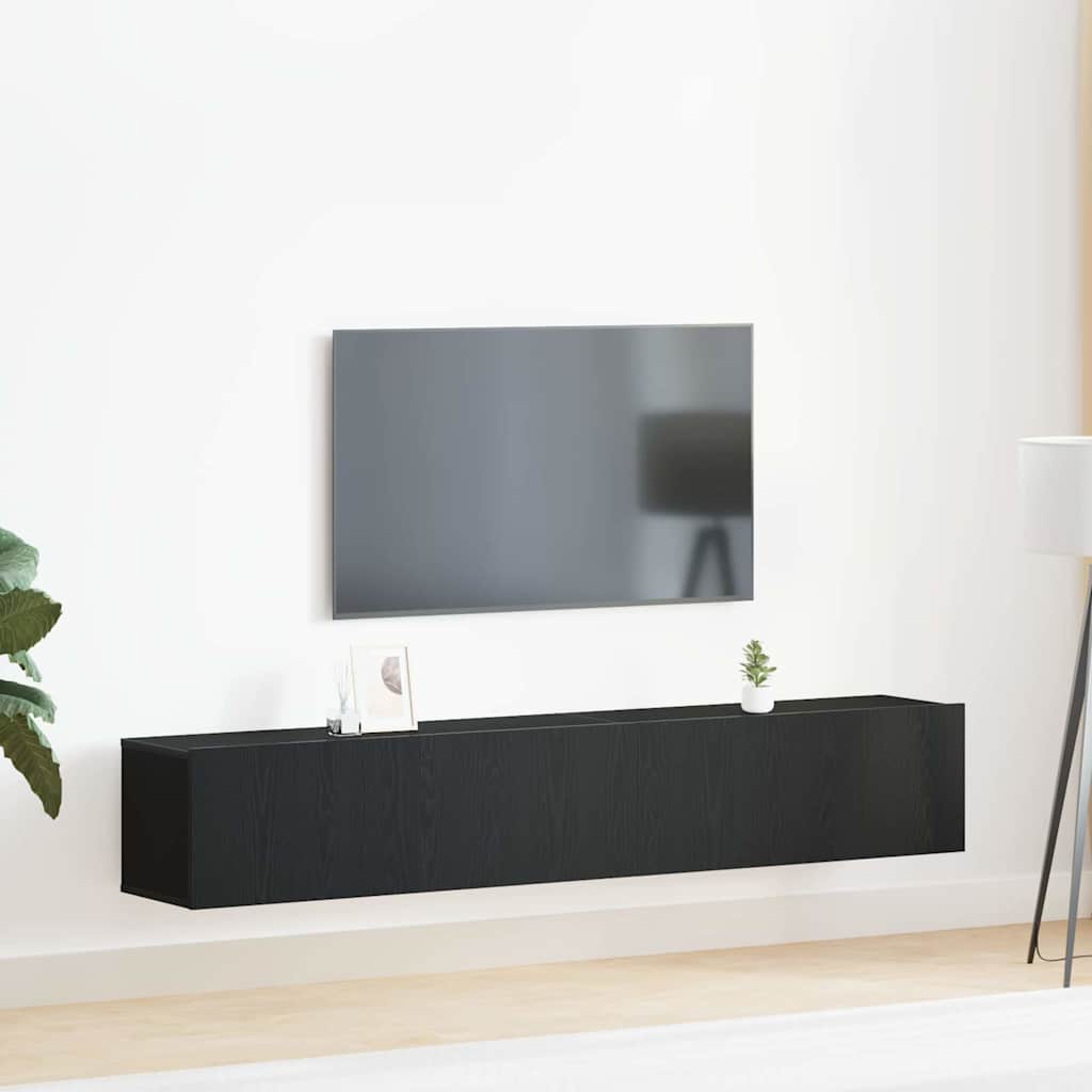 TV Cabinet Set 2 pcs Black Oak Effect Wood Based Panel