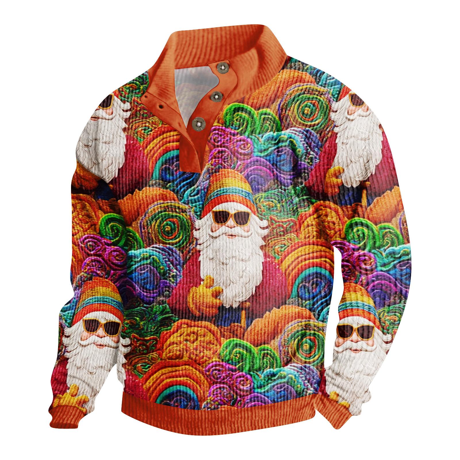 Мужская вельветовая рубашка на пуговицах с рождественским принтом L