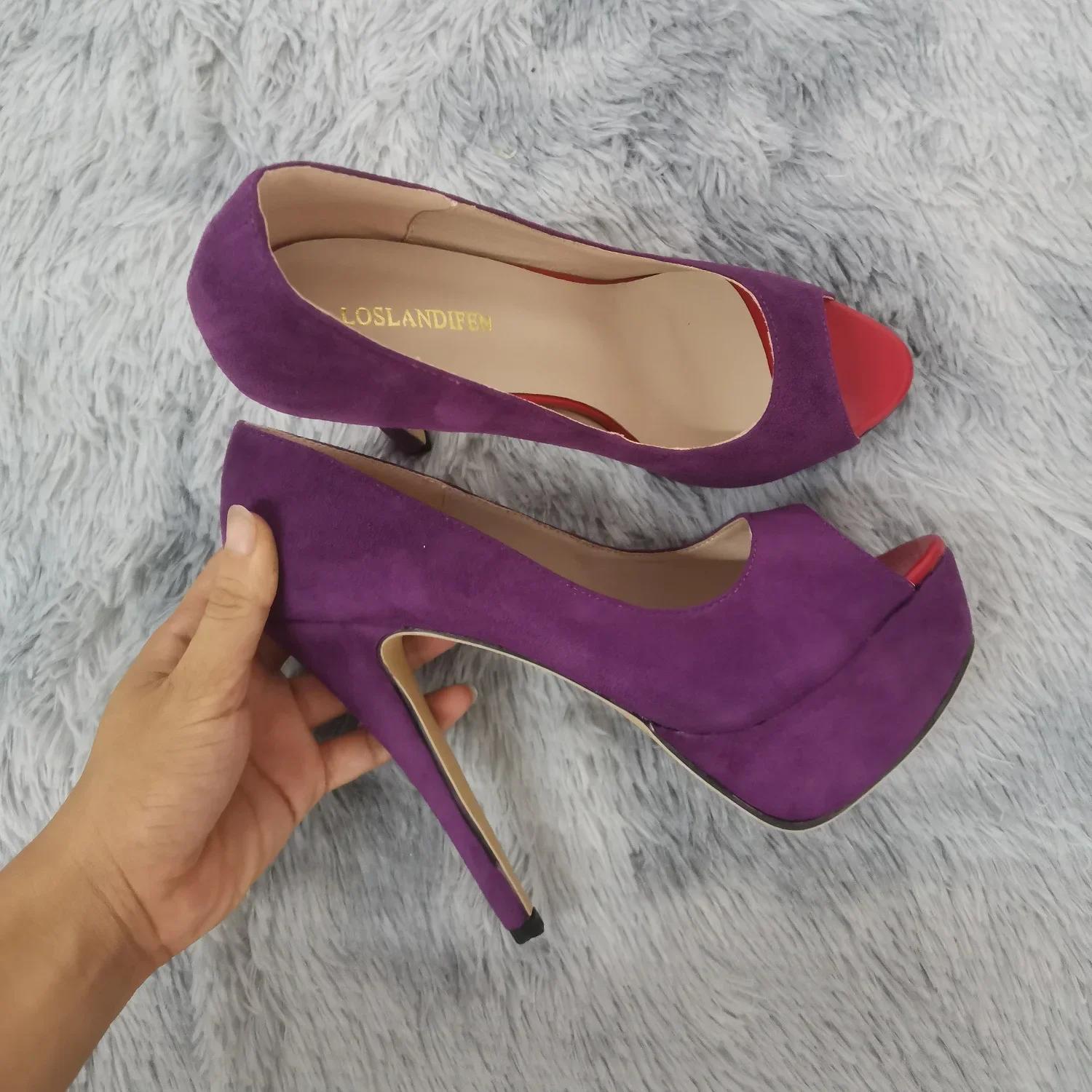 

Женские туфли-лодочки на шпильках Сексуальные туфли для стриптиза Танец на шесте Высокие каблуки Туфли с открытым носком Бархатные туфли на платформе Для ночного клуба Вечеринка Черный Красный Свадебные туфли 43