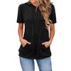 2025 European Women's Ribbed Pocket Hooded Vacation Short-Sleeve T-Shirt