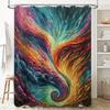 Abstract Colorful Wave Shower Curtain Home Decor Bathroom Fabric Waterproof Customizable Size Shown in Image Multiple Sizes Avai