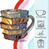 Painted Book Mug, 3D Painted Glass Book Mug for Hot Or Cold Drinks, Novelty Books Stack Shaped Coffee Mug Gifts for Book Lovers Friends