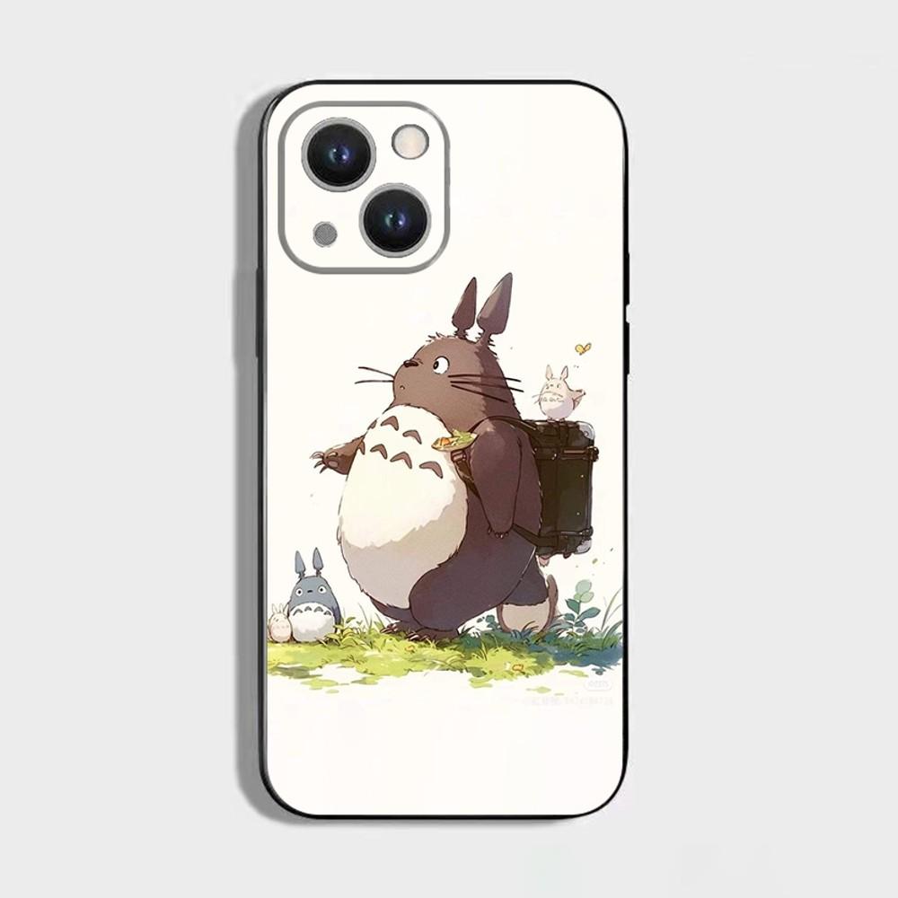 Anime T-Totoro-ES Cute Phone Case For iPhone 16,15,14,13,12,11 Plus,Pro Max,XS,X,XR,SE,Mini,8,7,Soft Silicone Black Cover