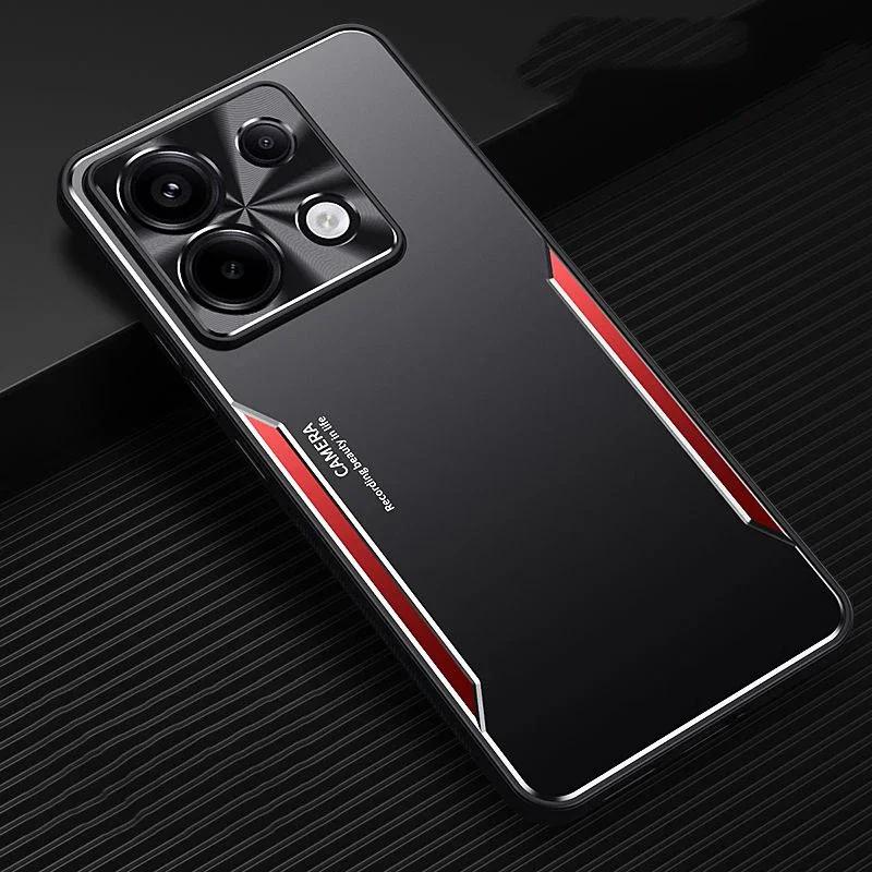 For Redmi Note 13 Pro+ Matte Frosted Metal Phone Case with Bracket Silicone Soft Shell for Note13 13Proplus Protective Cover