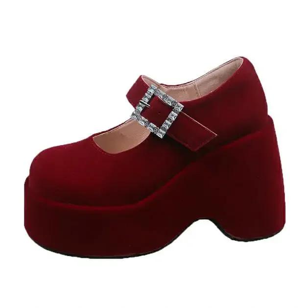 

Модные 10,5 см Весенние танкетки Блестящие сандалии Женская обувь на платформе Ремешок Высокий каблук Гладиатор Массивный каблук Летние танкетки Zapatos De Mujer 38 красный