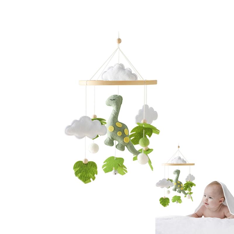 

Newborn Baby Hanging Rattle Toys Baby Bed Wooden Cartoon Diplodocus Pendant Soothing Sleep Toy Crib Mobile Rotating Bedbell Toys 43*18cm