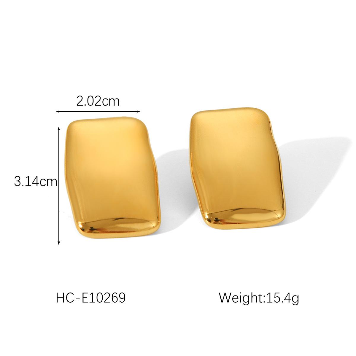 

Geometric Large Polished 18K Gold Earrings for Women, Light Luxury Elegant Versatile Titanium Steel Diamond-set Studs