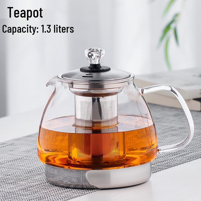 Induction Ceramic Electric Tea Kettle Set - Explosion-Proof, Thickened Glass, Flat-Bottomed, Hand-Painted Design Above 1L
