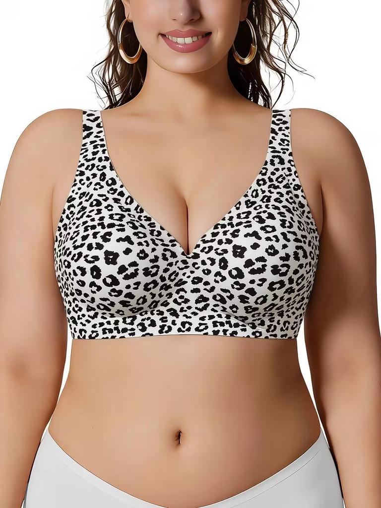 Plus Size Push-Up Sports Bra - Deep V Anti-Sagging Lingerie