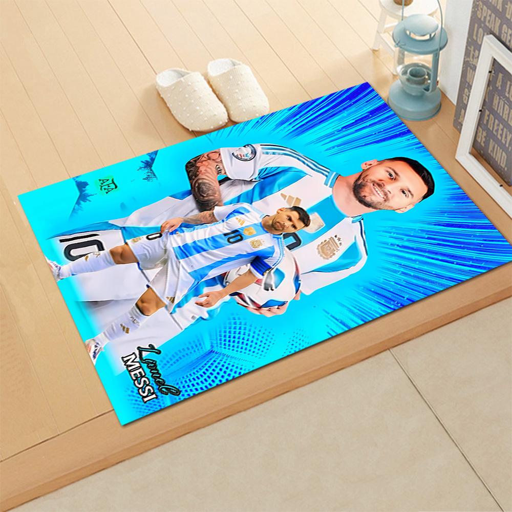 Messi Celebration rug for living rooms, bedrooms, home décor, and as gifts.
