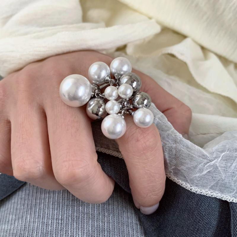 Korean Multi-Strand Pearl Tassel Ring: Heavy-Duty & Versatile Index Ring