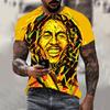 Nuova T-shirt 3D Harajuku Stampa Bob Marley da Uomo a Maniche Corte Estiva Casual Traspirante Oversize Moda Popolare Cime Rapper