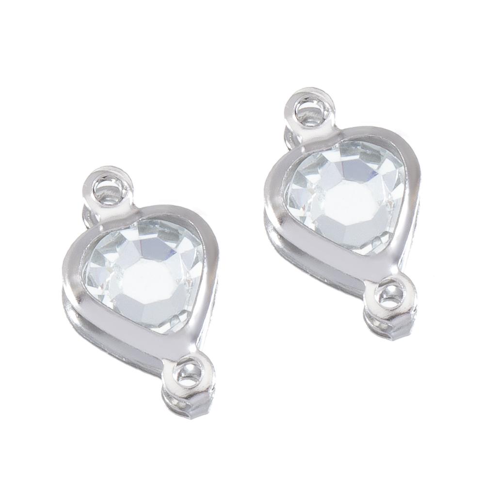 

10pcs Glass Heart Pendants Base Stainless Steel Double Hole Colorful Crystal Charms Connector for DIY Necklace Jewelry Makings 10pcs