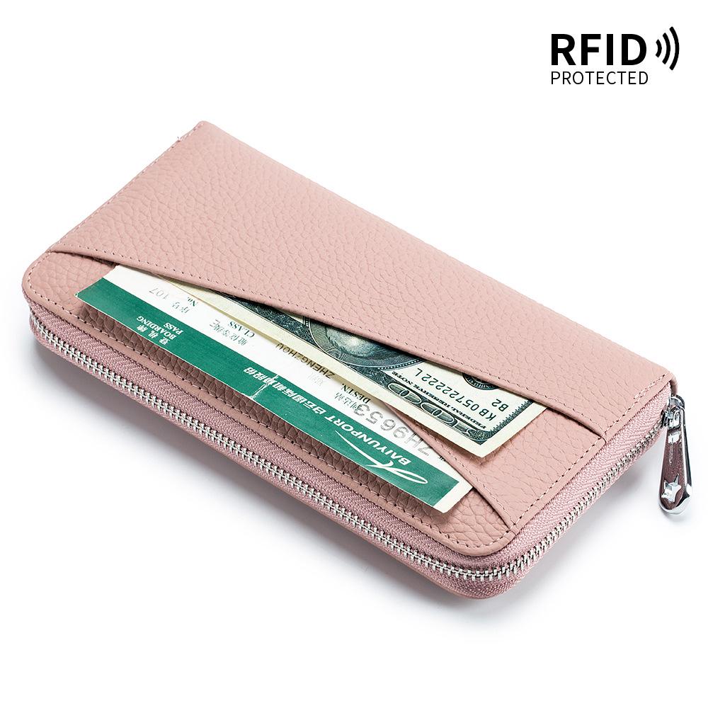 Damski portfel długi akordeonowy z prawdziwej skóry z ochroną RFID