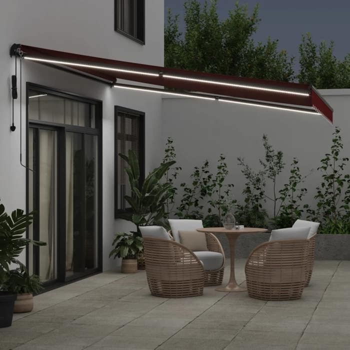 VidaXL Automatic Retractable Awning with LED Bordeaux 400x300 Cm, Awning, Door Awning, Garden Awning, Blind, Awning 3310189