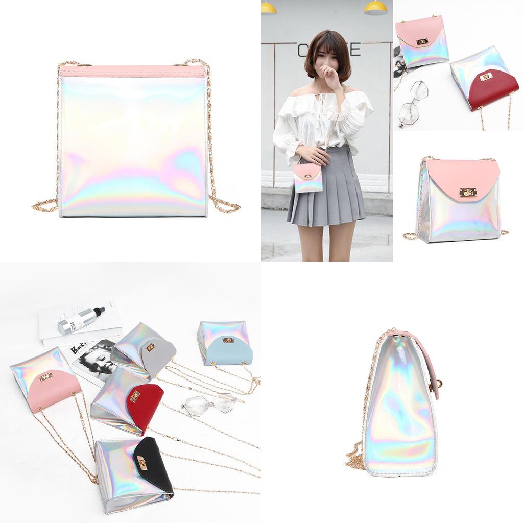 Elegant Fashion Women Mini Chain Bag With Laser Clear Design Shoulder Handbag