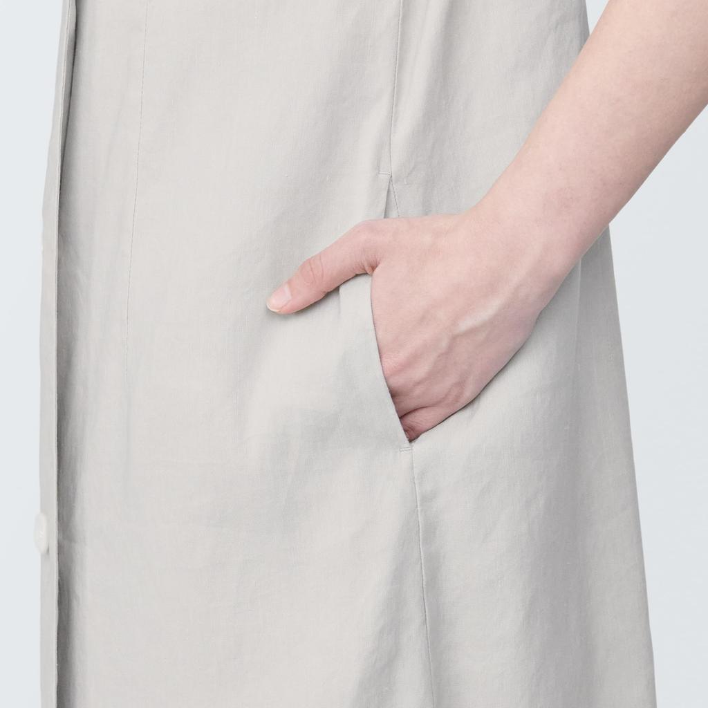 MUJI Women's Hemp Blend Stretch Gilet Dress, Light Gray, Size XS, BC2IHA4S