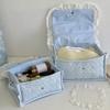 Button Closure Little Blue Star Storage Basket Rectangular Fabric Storage Basket for Dorm